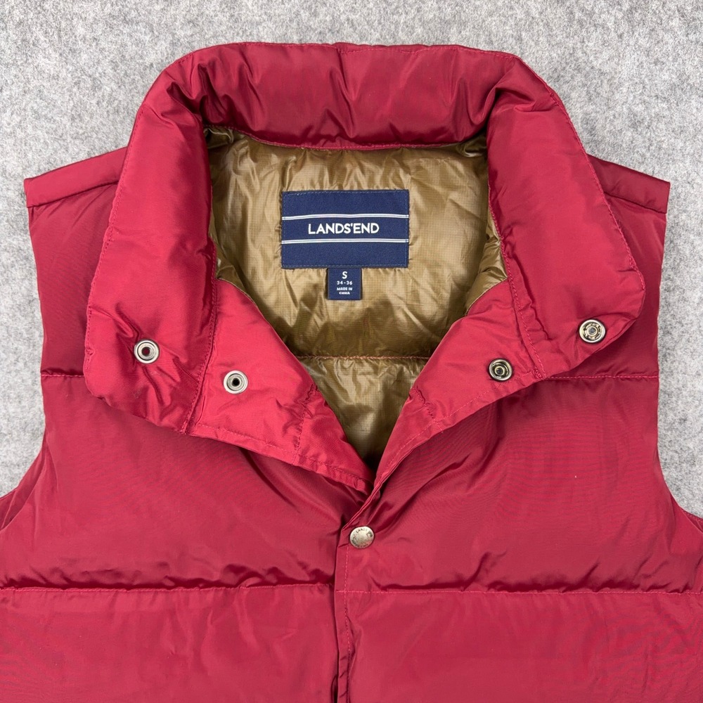 Lands End Vest Womens Small Red Down Insulated Puffer Snap Front Outdoor Gorp - Picture 5 of 13